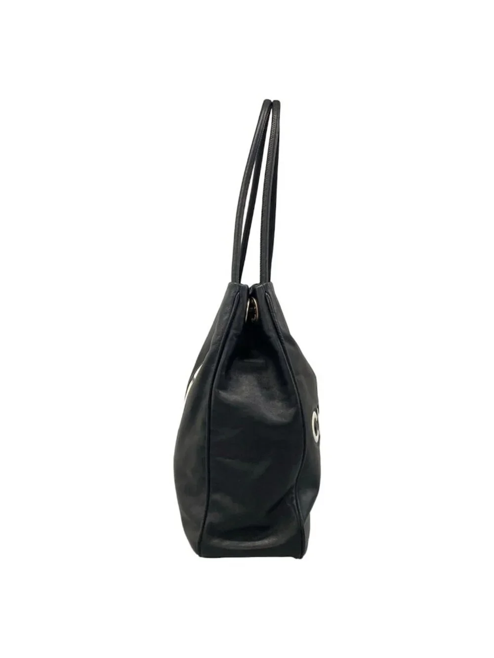 Chanel Tote Bag Camellia Black White Leather
